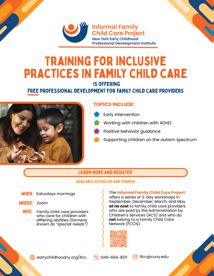 IFCC Training for Inclusive Practices in Family Child Care Flyer